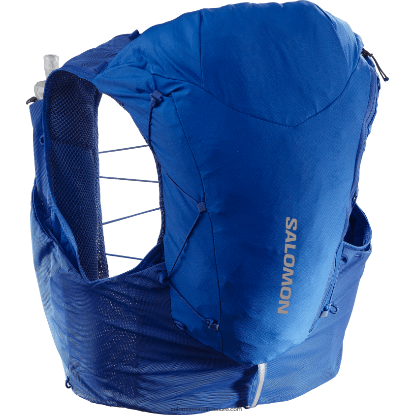 Salomon albastru nautic/abanos/alb vestă de alergare bărbați cu baloane incluse - piele adv 12 6D8X2J302