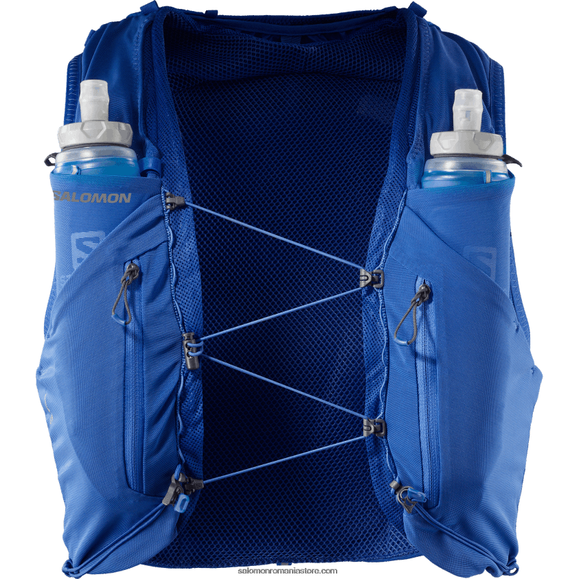 Salomon albastru nautic/abanos/alb vestă de alergare bărbați cu baloane incluse - piele adv 12 6D8X2J302