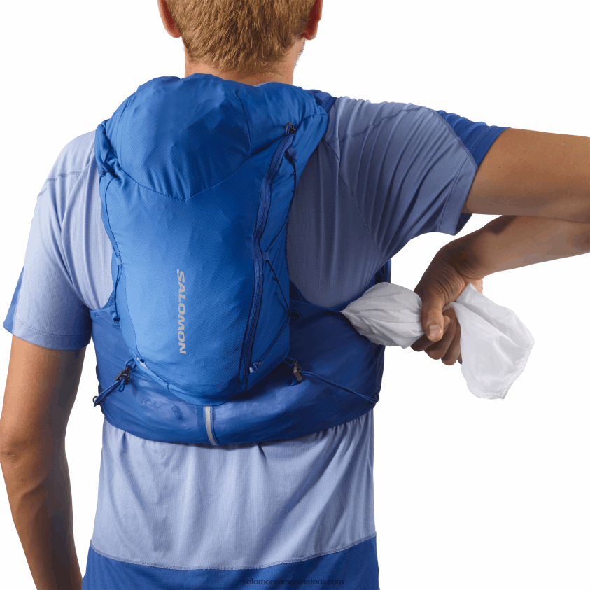 Salomon albastru nautic/abanos/alb vestă de alergare bărbați cu baloane incluse - piele adv 12 6D8X2J302