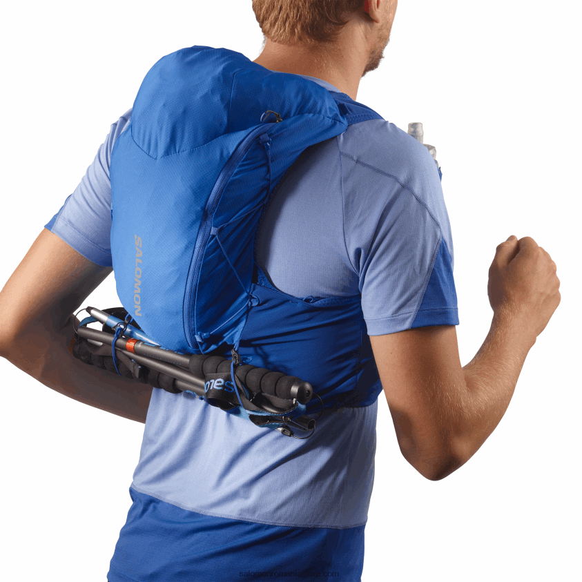 Salomon albastru nautic/abanos/alb vestă de alergare bărbați cu baloane incluse - piele adv 12 6D8X2J302