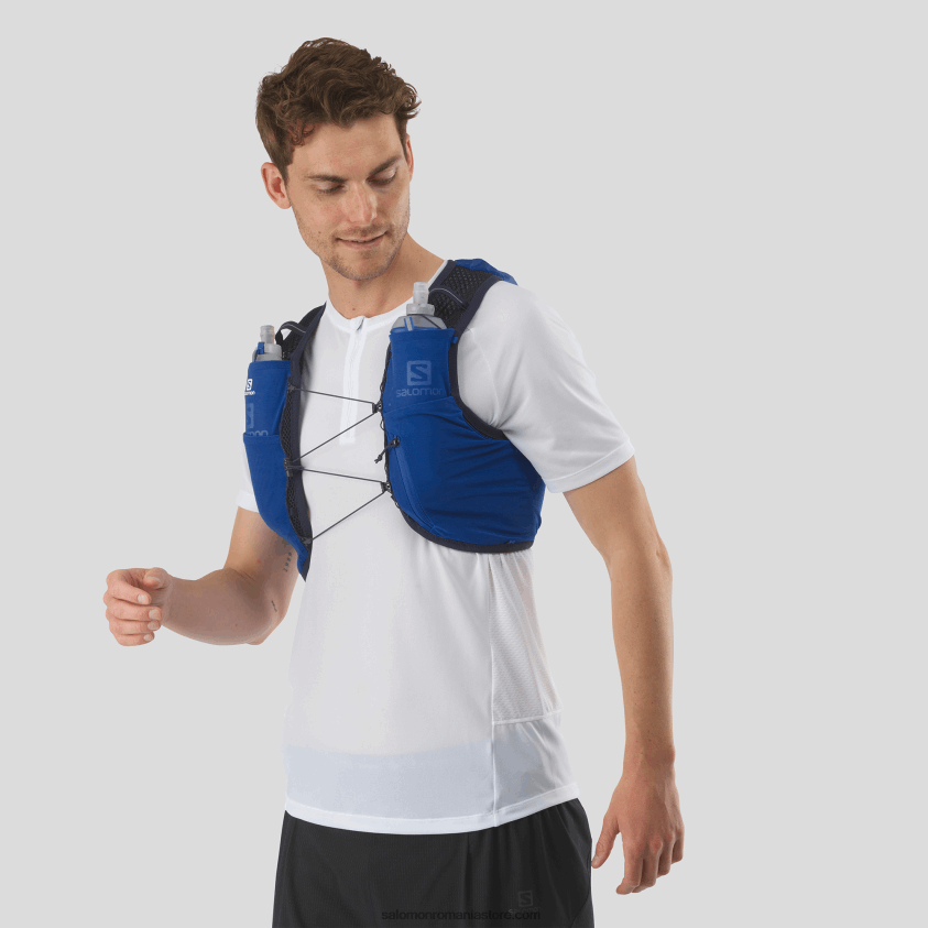 Salomon albastru nautic/indigo de dispoziție vestă de alergare pentru bărbați cu baloane incluse - piele activă 8 6D8X2J324