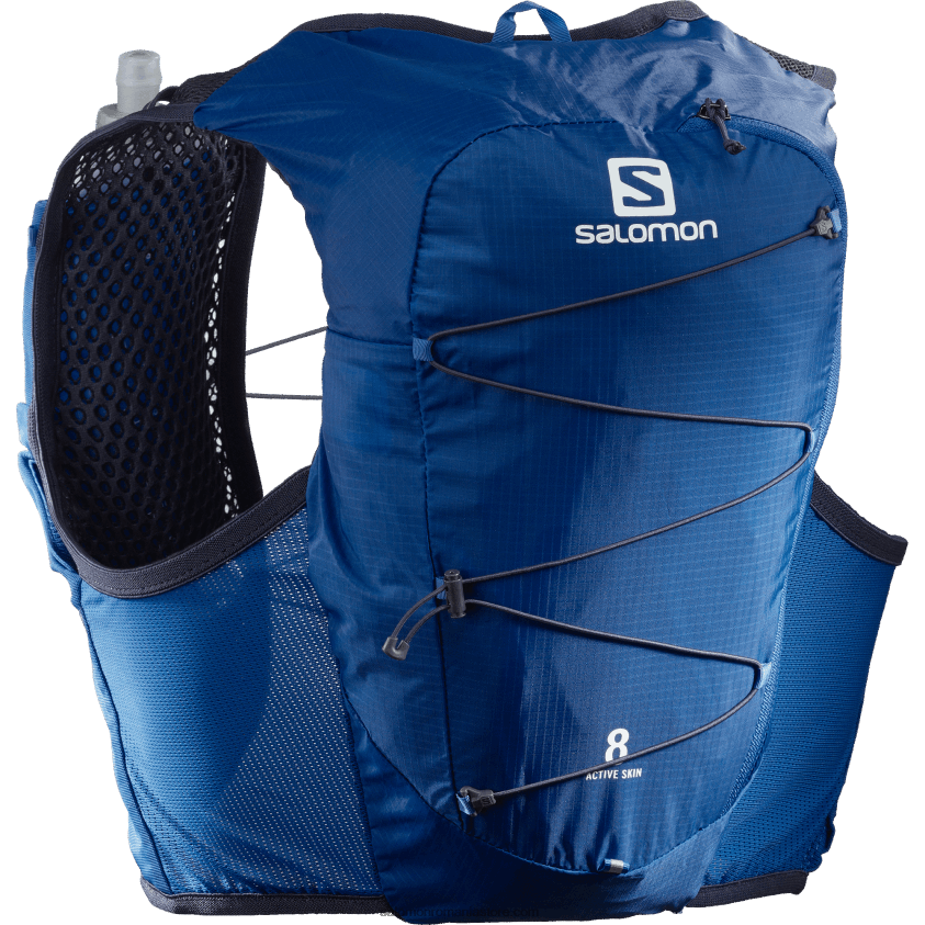 Salomon albastru nautic/indigo de dispoziție vestă de alergare pentru bărbați cu baloane incluse - piele activă 8 6D8X2J324