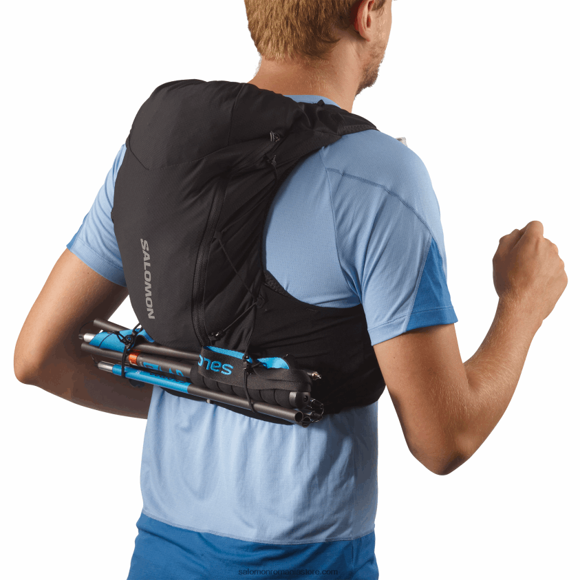 Salomon negru vestă de alergare bărbați cu baloane incluse - piele adv 12 6D8X2J301