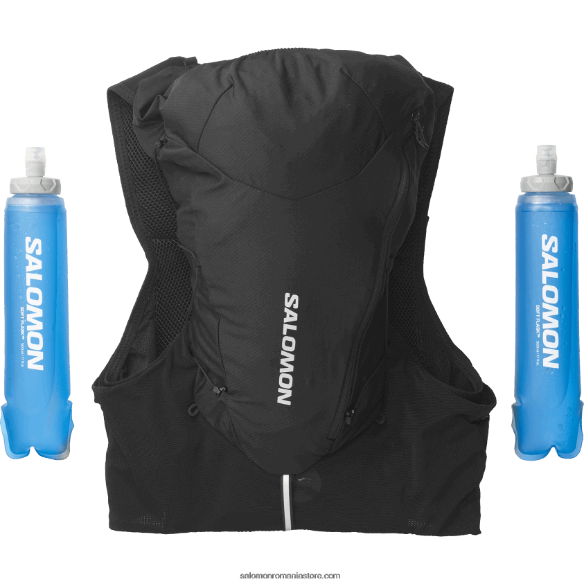 Salomon negru vestă de alergare bărbați cu baloane incluse - piele adv 12 6D8X2J301