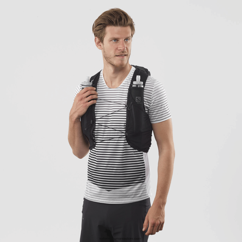 Salomon negru vestă de alergare bărbați cu baloane incluse - piele adv 12 6D8X2J354