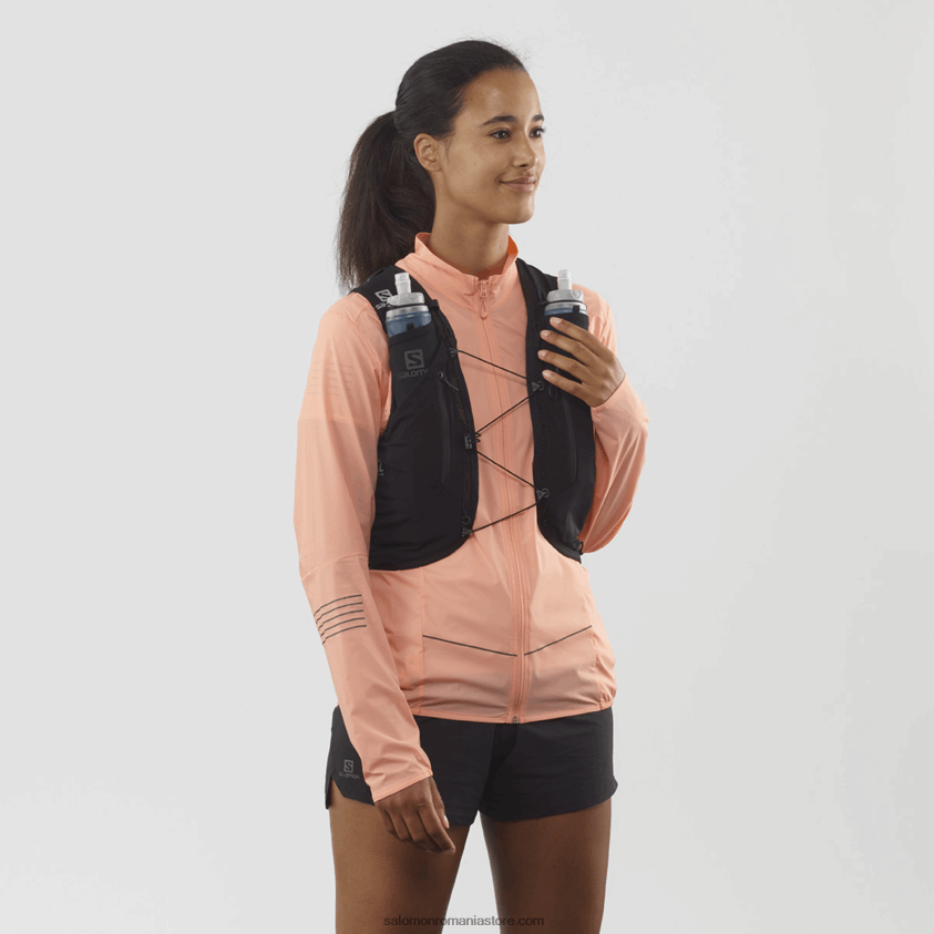 Salomon negru vestă de alergare bărbați cu baloane incluse - piele adv 12 6D8X2J354