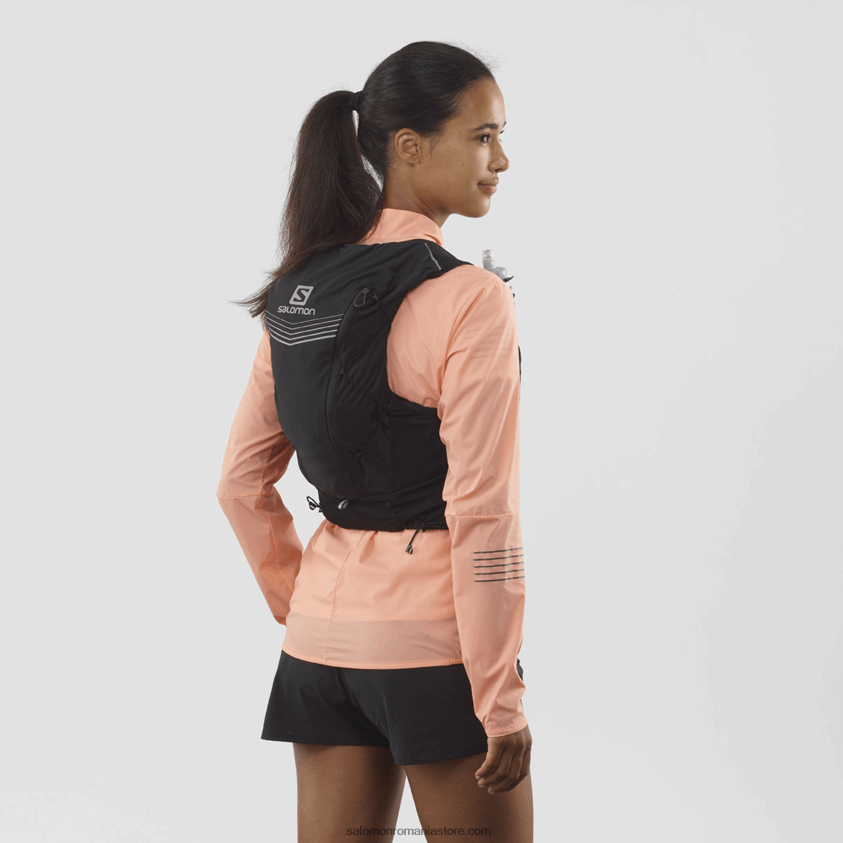 Salomon negru vestă de alergare bărbați cu baloane incluse - piele adv 12 6D8X2J354