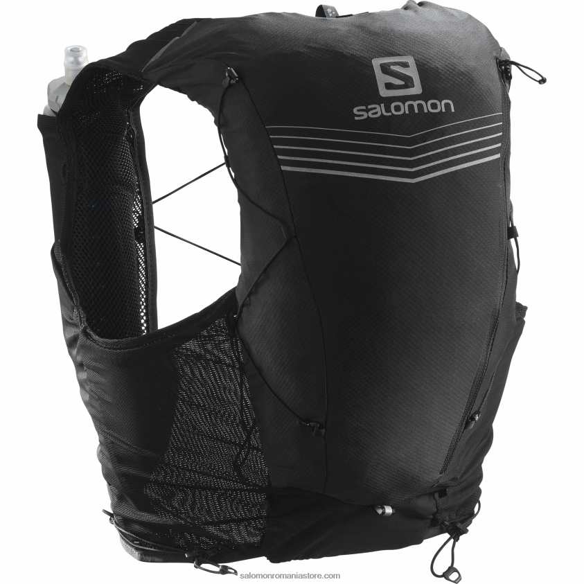 Salomon negru vestă de alergare bărbați cu baloane incluse - piele adv 12 6D8X2J354
