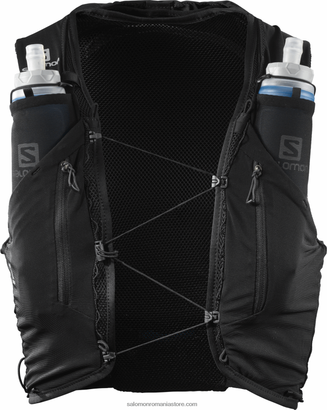 Salomon negru vestă de alergare bărbați cu baloane incluse - piele adv 12 6D8X2J354