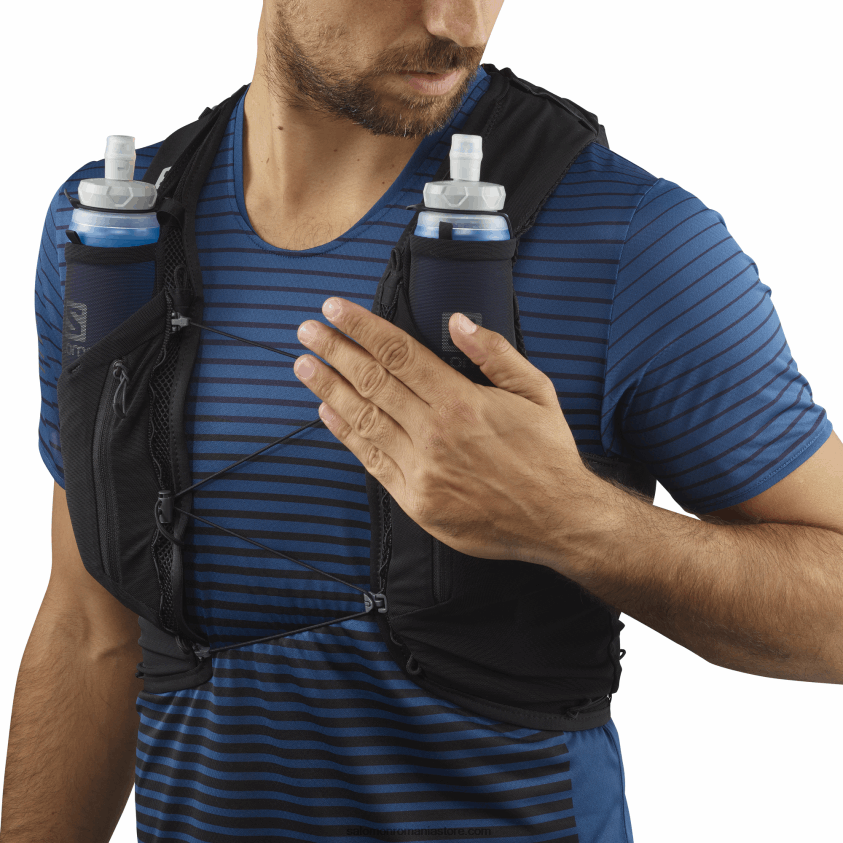 Salomon negru vestă de alergare bărbați cu baloane incluse - piele adv 12 6D8X2J354
