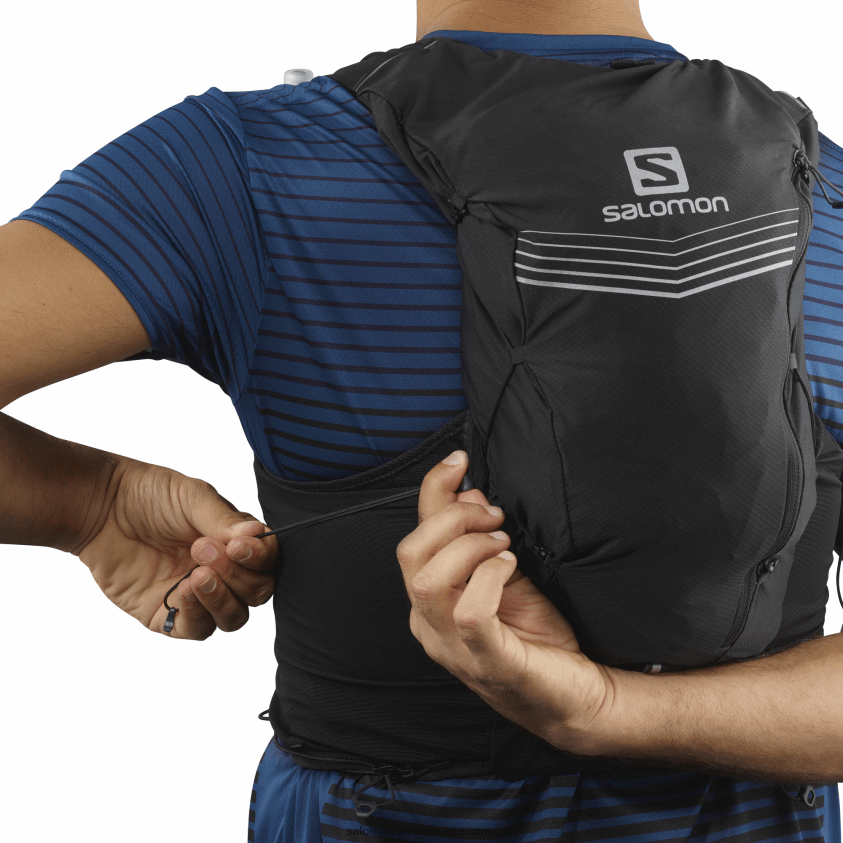 Salomon negru vestă de alergare bărbați cu baloane incluse - piele adv 12 6D8X2J354