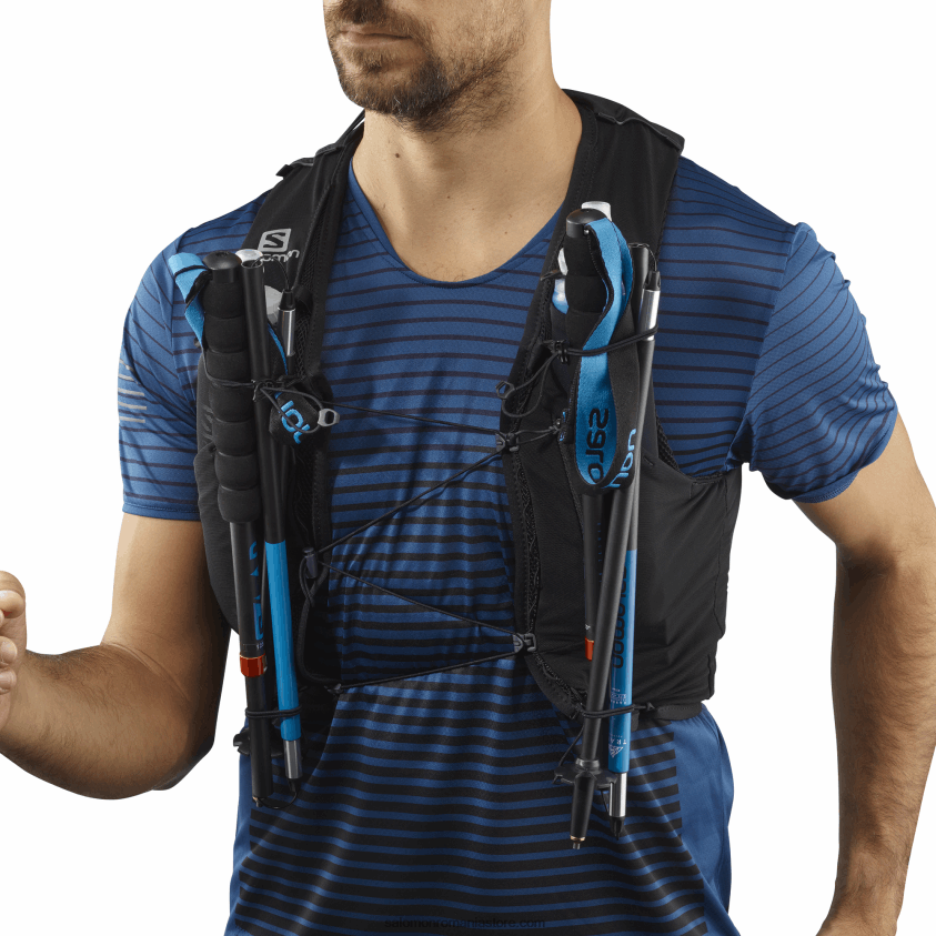 Salomon negru vestă de alergare bărbați cu baloane incluse - piele adv 12 6D8X2J354