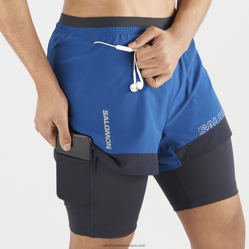 Salomon bujor bleumarin/cer de noapte pantaloni scurți bărbați - cross 2in1 6D8X2J283