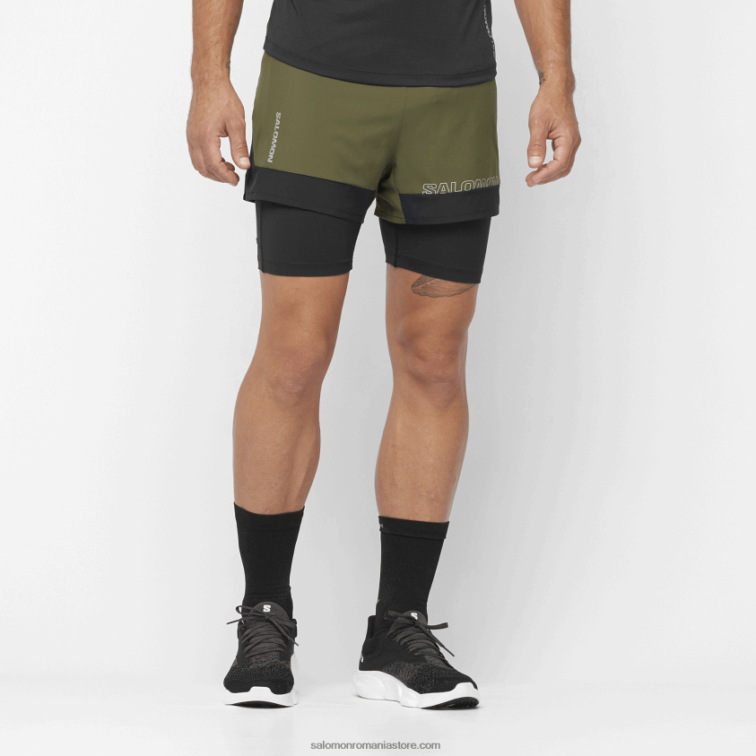 Salomon frunză de struguri/negru adânc pantaloni scurți bărbați - cross 2in1 6D8X2J278