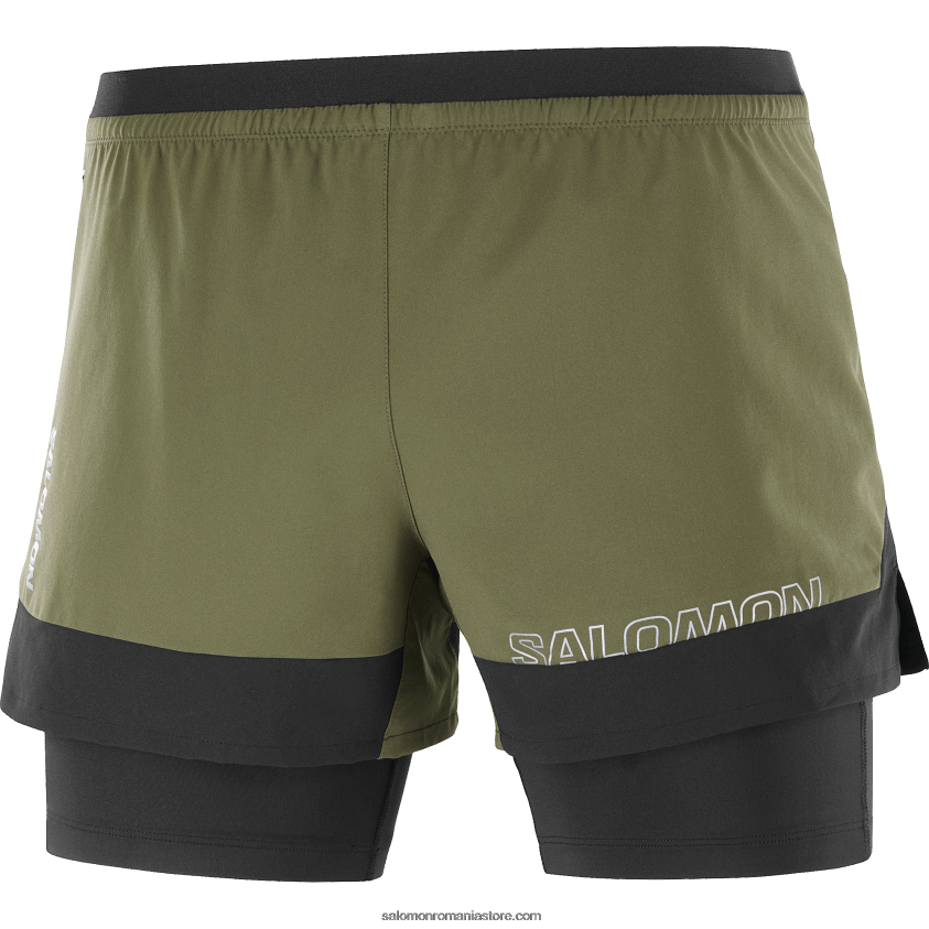 Salomon frunză de struguri/negru adânc pantaloni scurți bărbați - cross 2in1 6D8X2J278