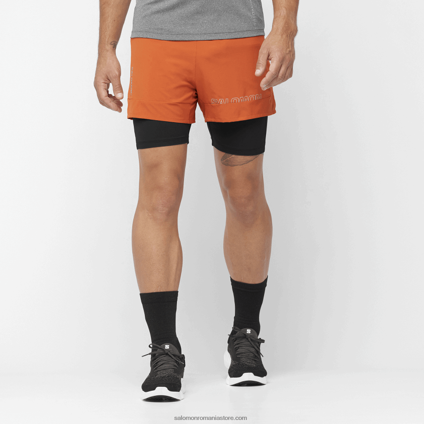 Salomon ocru ars/negru adânc pantaloni scurți bărbați - cross 2in1 6D8X2J279