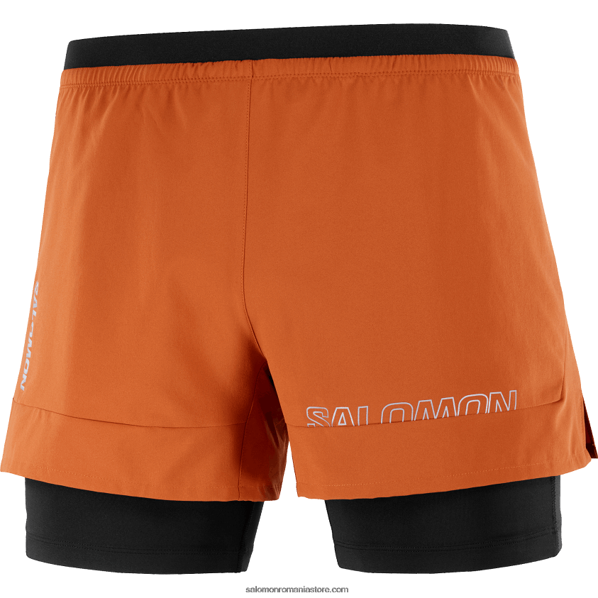 Salomon ocru ars/negru adânc pantaloni scurți bărbați - cross 2in1 6D8X2J279