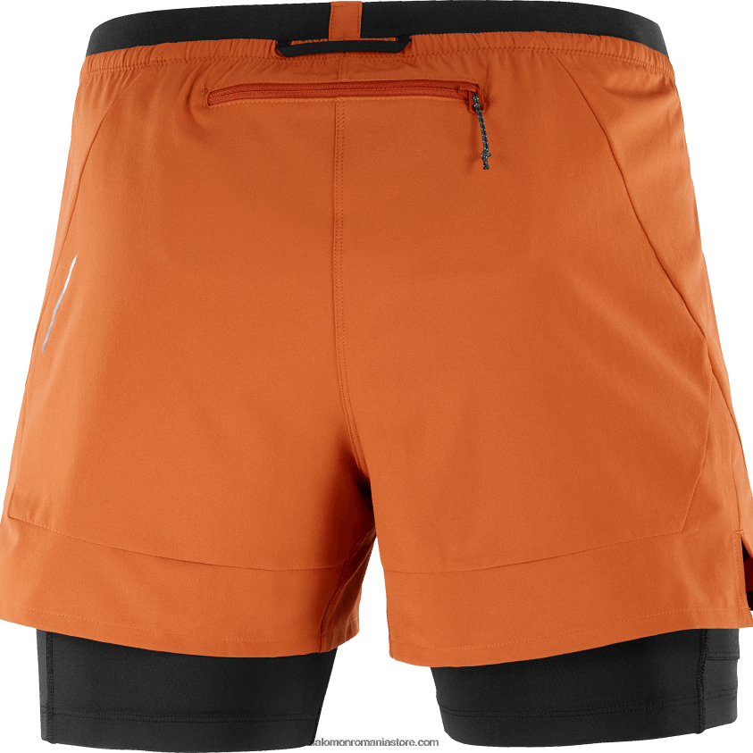 Salomon ocru ars/negru adânc pantaloni scurți bărbați - cross 2in1 6D8X2J279