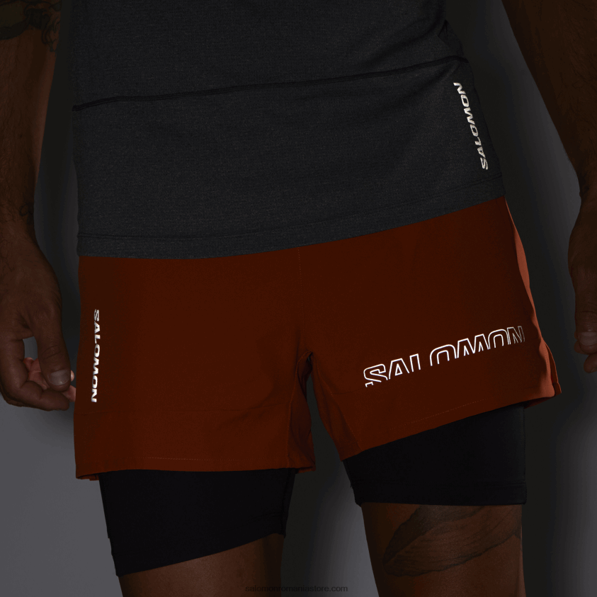 Salomon ocru ars/negru adânc pantaloni scurți bărbați - cross 2in1 6D8X2J279