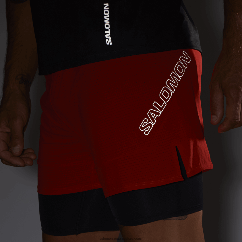 Salomon roșu aprins pantaloni scurți pentru bărbați - sense aero 2in1 6D8X2J293
