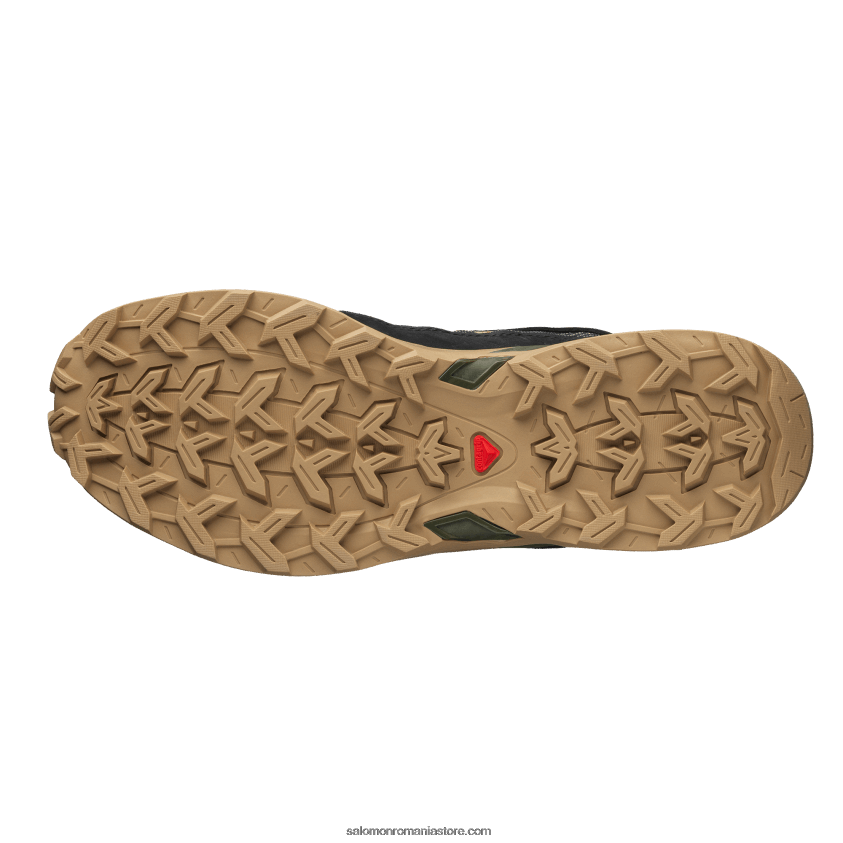 Salomon negru/varec/verde praz pantofi sport pentru bărbați - shelter low piele 6D8X2J170