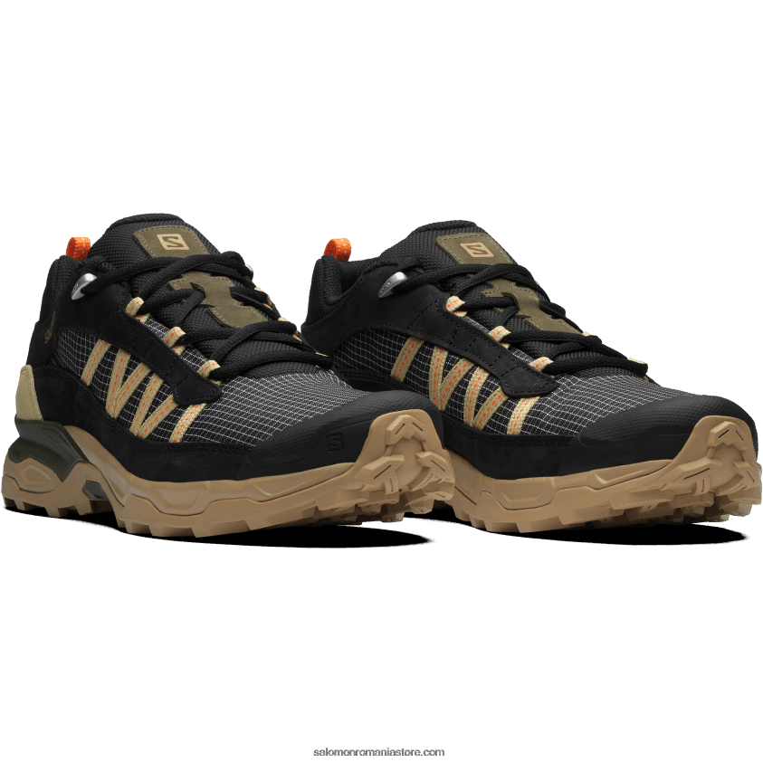 Salomon negru/varec/verde praz pantofi sport pentru bărbați - shelter low piele 6D8X2J170