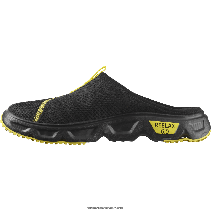 Salomon negru/buttercup pantofi de recuperare pentru bărbați - reelax slide 6.0 6D8X2J1488
