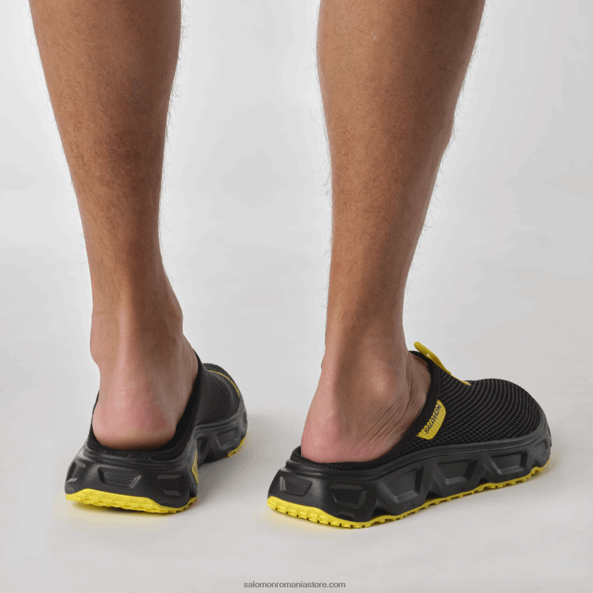 Salomon negru/buttercup pantofi de recuperare pentru bărbați - reelax slide 6.0 6D8X2J1488