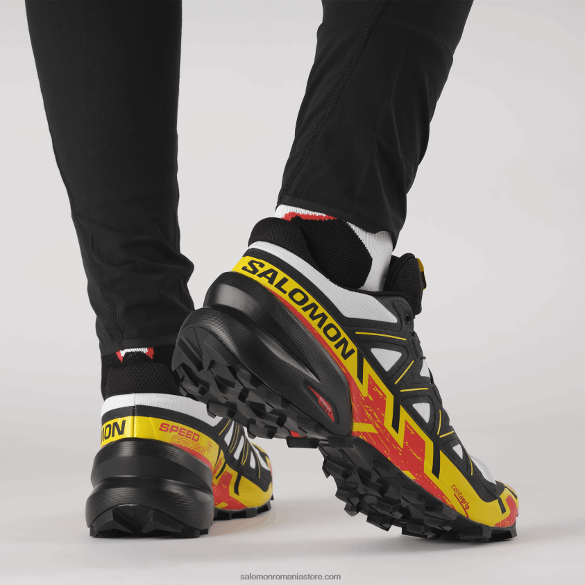 Salomon alb/negru/galben imperiu pantofi de alergare pentru bărbați - speedcross 6 6D8X2J1451