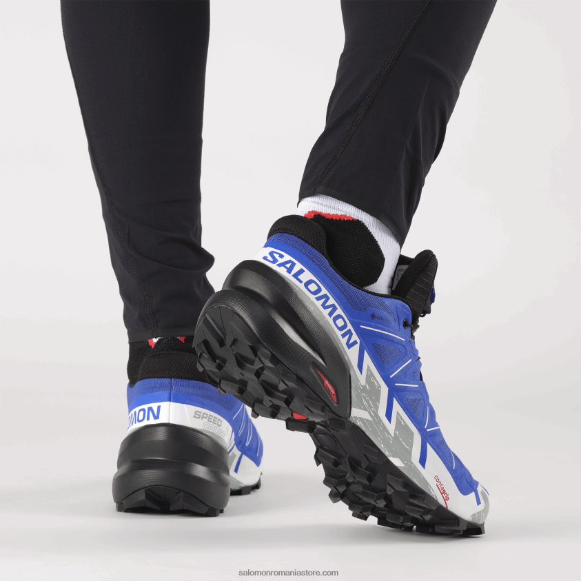 Salomon albastru nautic/negru/alb pantofi de alergare pentru bărbați - speedcross 6 gore-tex 6D8X2J1467