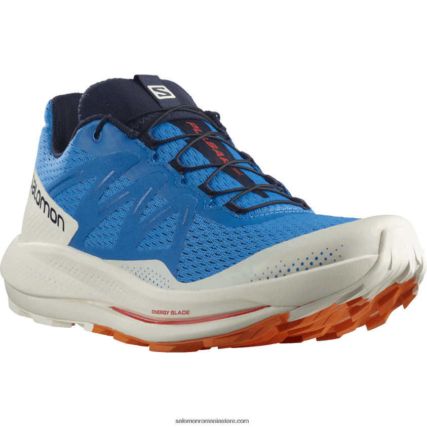 Salomon bunting indigo/gheata de vanilie/portocal vibrant pantofi de alergare pentru bărbați – pulsar trail 6D8X2J1458