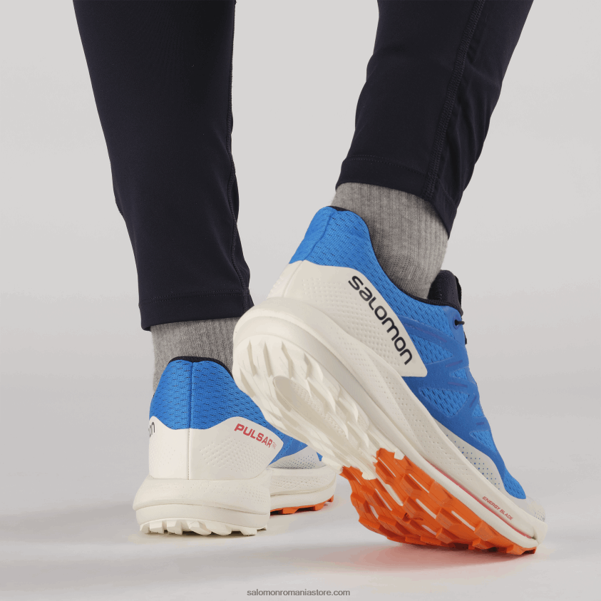 Salomon bunting indigo/gheata de vanilie/portocal vibrant pantofi de alergare pentru bărbați – pulsar trail 6D8X2J1458