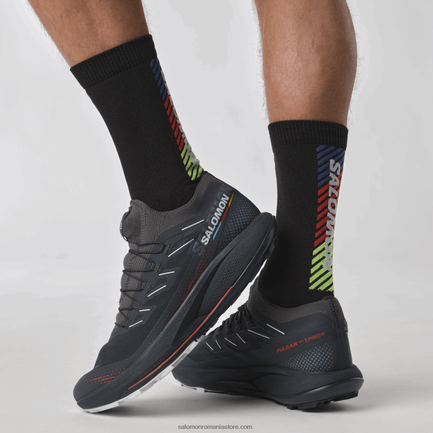 Salomon carbon/roș aprins/gheață arctică pantofi de alergare pentru bărbați - pulsar trail pro 2 6D8X2J1436