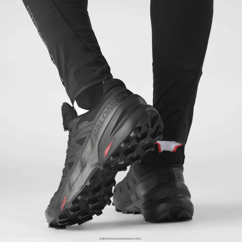 Salomon negru/fantomă pantofi de alergare pentru bărbați - speedcross 6 gore-tex 6D8X2J1465