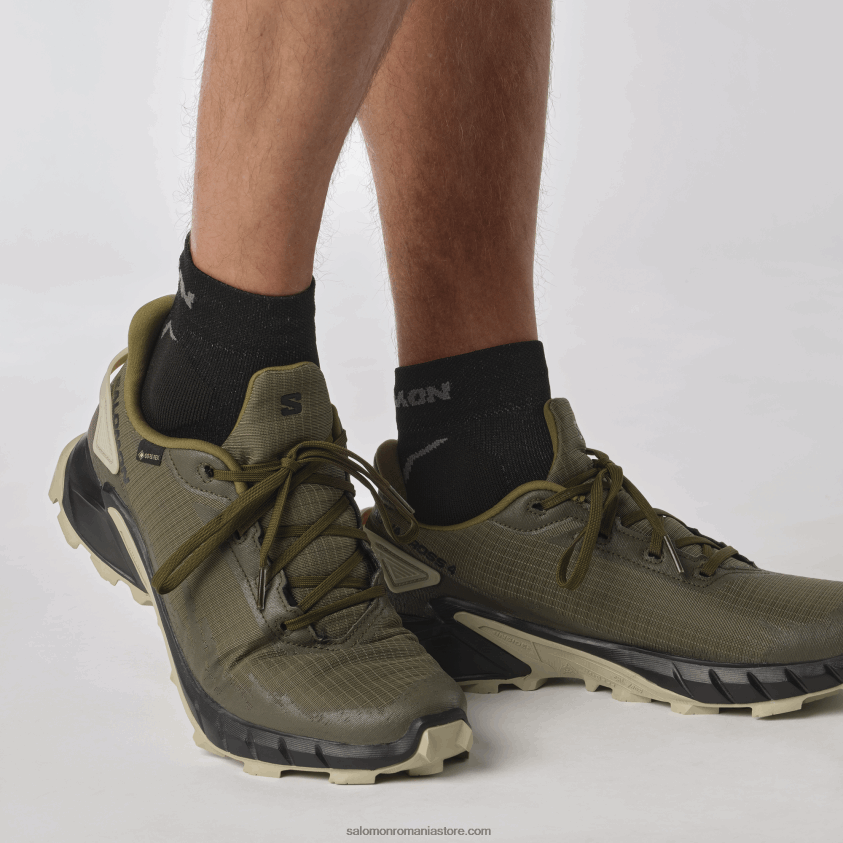 Salomon noapte măsliniu/negru/gri mușchi pantofi de alergare pentru bărbați - alphacross 4 gore-tex 6D8X2J1477