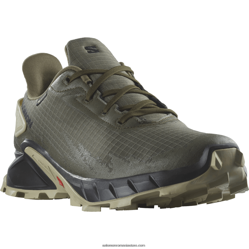 Salomon noapte măsliniu/negru/gri mușchi pantofi de alergare pentru bărbați - alphacross 4 gore-tex 6D8X2J1477