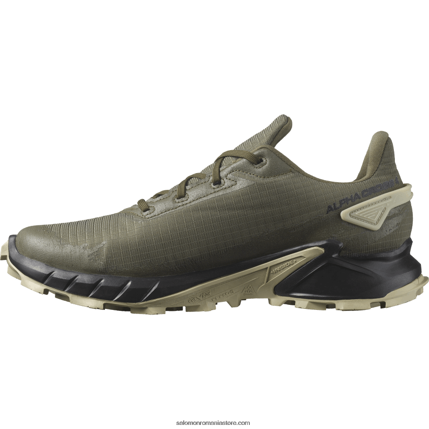 Salomon noapte măsliniu/negru/gri mușchi pantofi de alergare pentru bărbați - alphacross 4 gore-tex 6D8X2J1477