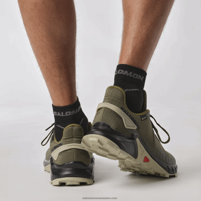 Salomon noapte măsliniu/negru/gri mușchi pantofi de alergare pentru bărbați - alphacross 4 gore-tex 6D8X2J1477
