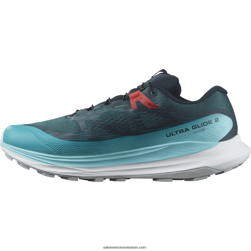 Salomon profund atlantic/strălucire albastră/roșu aprins pantofi de alergare pentru bărbați - ultra glide 2 wide 6D8X2J1469