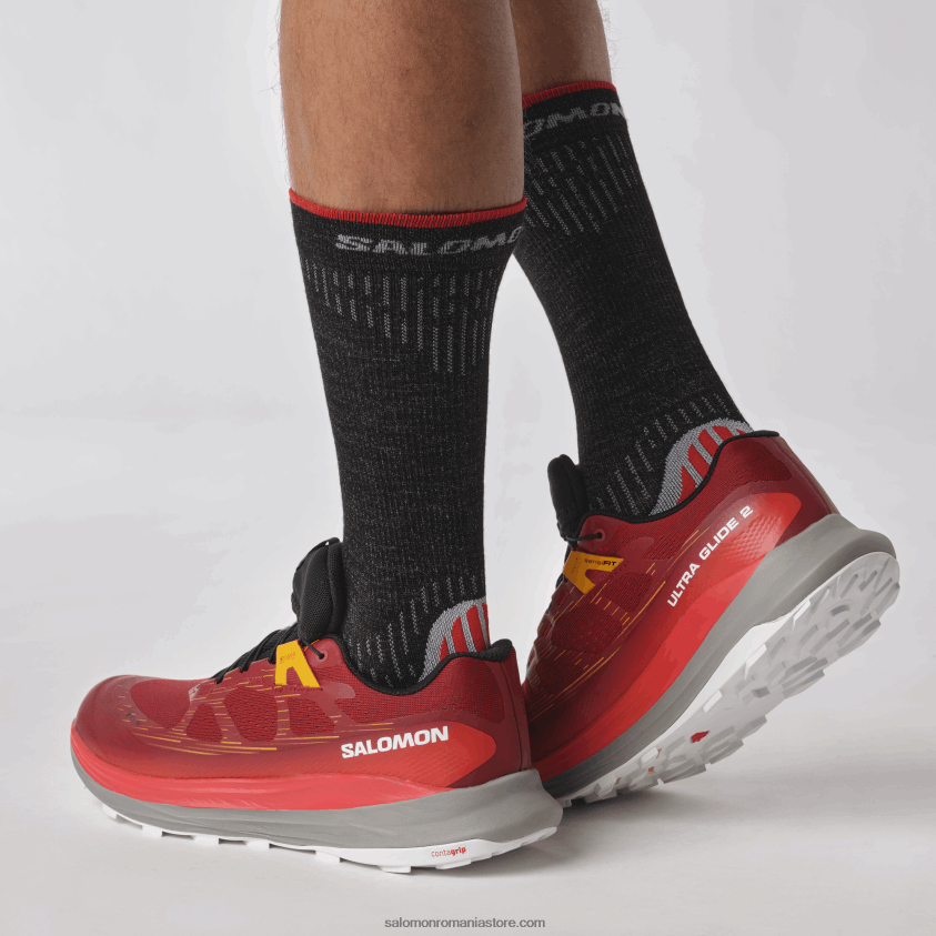 Salomon roșu bicicletă/gri îngheț/turmeric pantofi de alergare pentru bărbați - ultra glide 2 gore-tex 6D8X2J1442