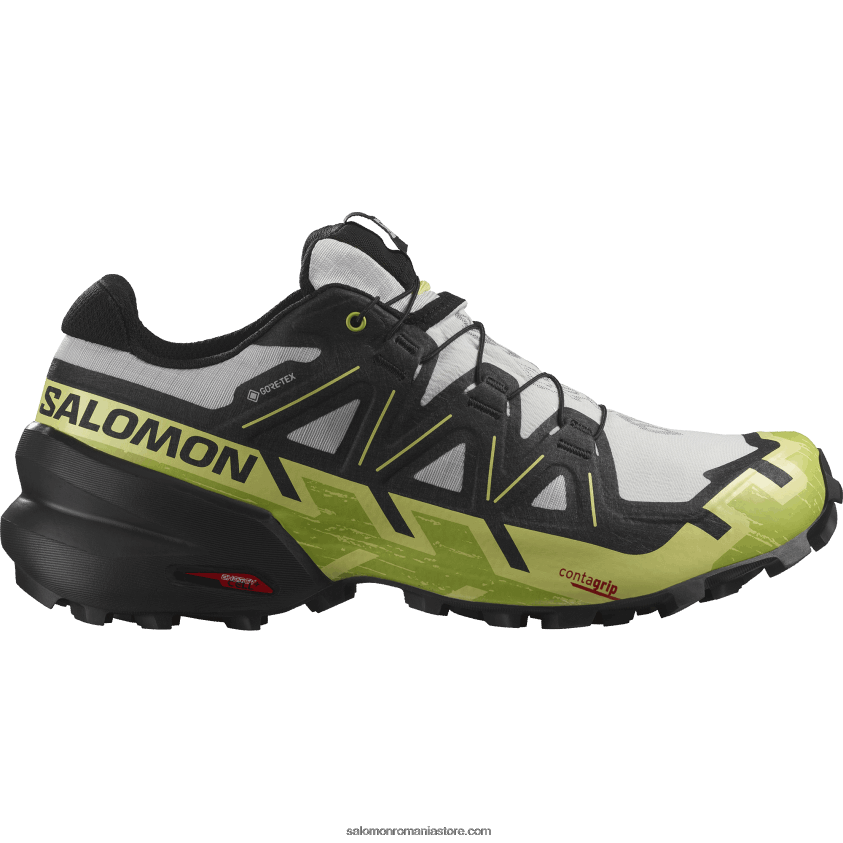 Salomon rocă lunară/negru/tei însorit pantofi de alergare pentru bărbați - speedcross 6 gore-tex 6D8X2J1468