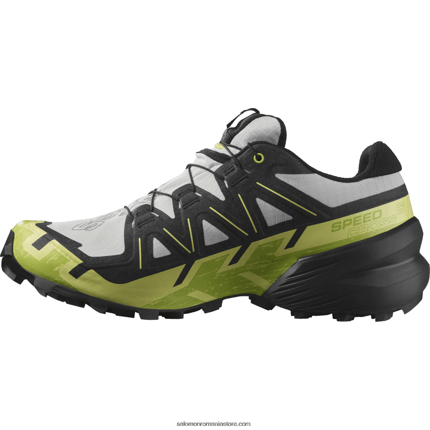 Salomon rocă lunară/negru/tei însorit pantofi de alergare pentru bărbați - speedcross 6 gore-tex 6D8X2J1468