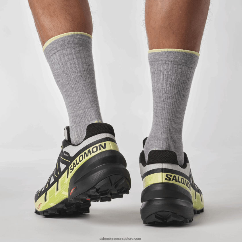 Salomon rocă lunară/negru/tei însorit pantofi de alergare pentru bărbați - speedcross 6 gore-tex 6D8X2J1468