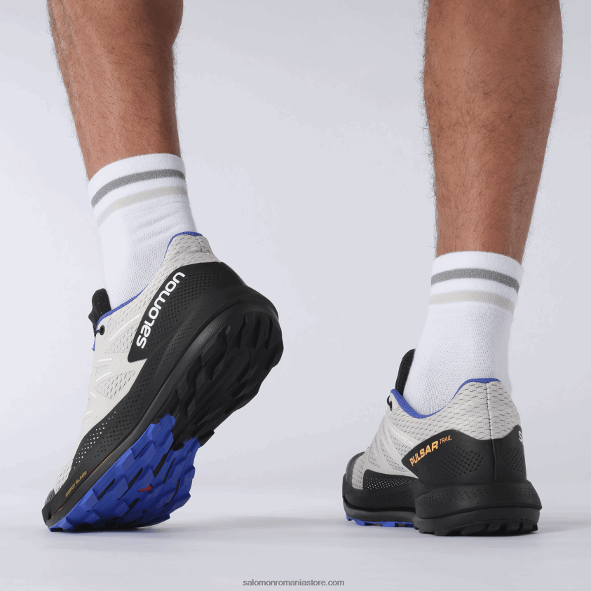 Salomon stâncă lunară/negru/albastru orbitor pantofi de alergare pentru bărbați – pulsar trail 6D8X2J1461