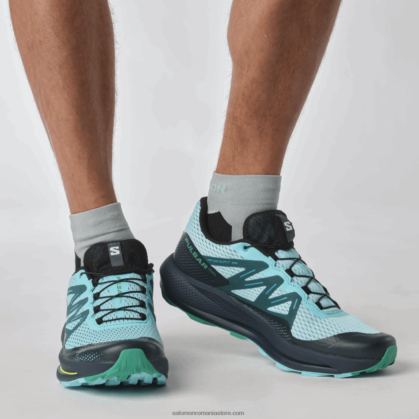 Salomon strălucire albastră/carbon/smarald pantofi de alergare pentru bărbați – pulsar trail 6D8X2J1460
