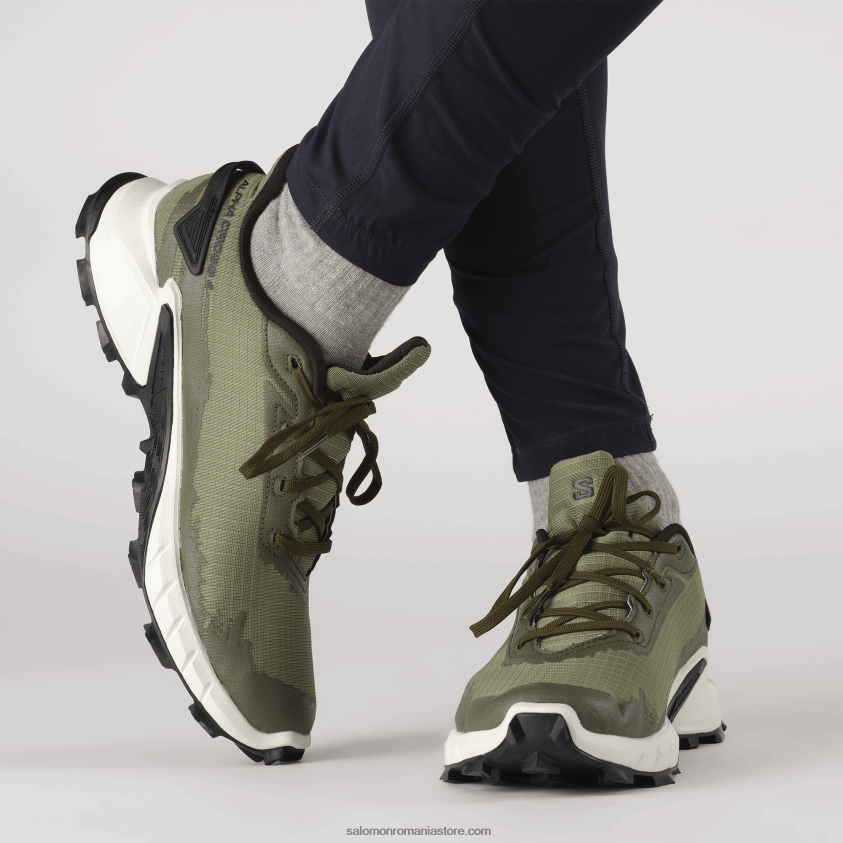 Salomon verde lichen profund/gheata de vanilie/noapte de masline pantofi de alergare pentru bărbați - alphacross 4 gore-tex 6D8X2J1476