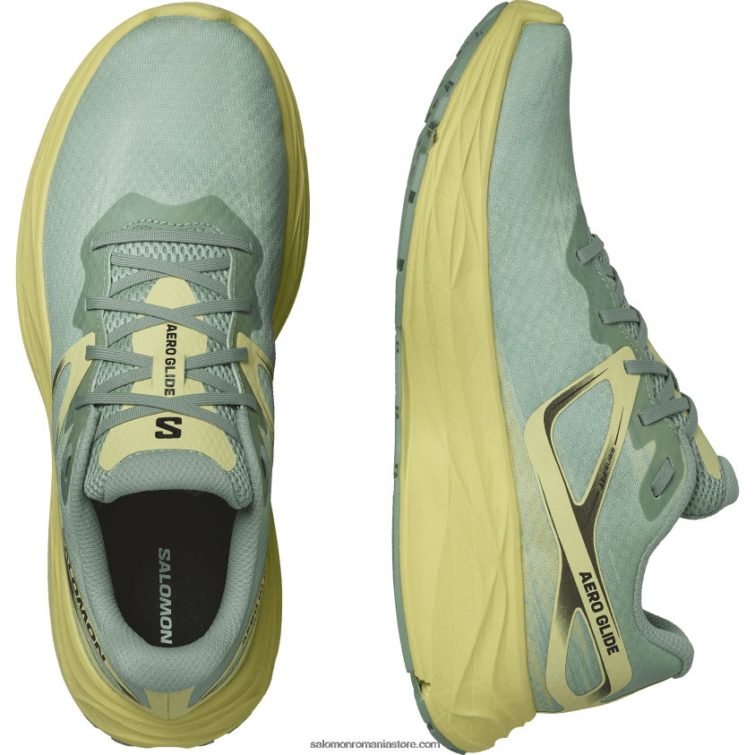 Salomon granit verde/galben iris/alb pantofi alergare bărbați - aero glide 6D8X2J1062