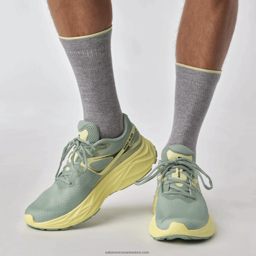 Salomon granit verde/galben iris/alb pantofi alergare bărbați - aero glide 6D8X2J1062