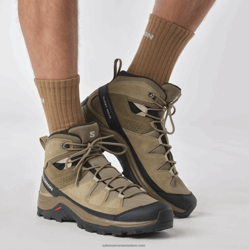 Salomon cangur/varec/negru ghete de drumeție din piele pentru bărbați - quest rove gore-tex 6D8X2J52