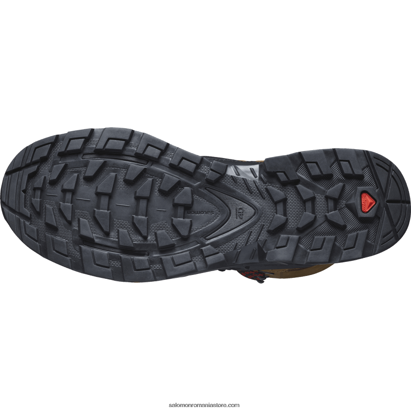 Salomon cauciuc/negru/rosu aprins ghete de drumeție din piele pentru bărbați - quest 4 gore-tex 6D8X2J4
